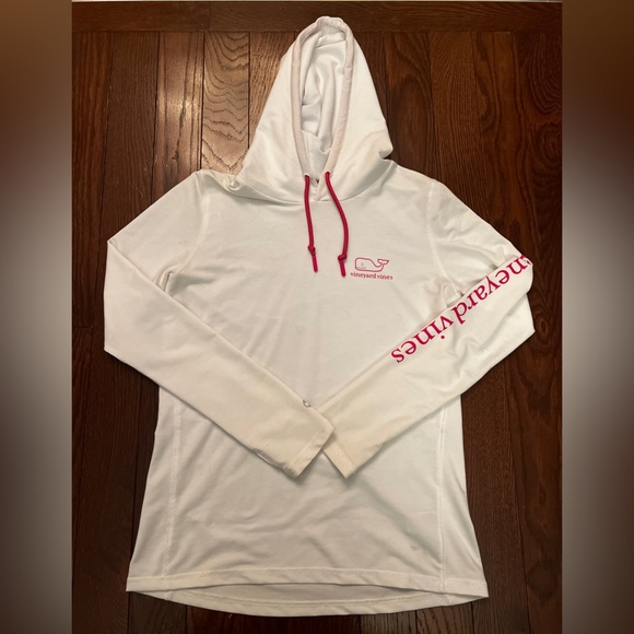 Vineyard Vines Performance White & Pink Long-sleeve Hoodie Size Small - Picture 1 of 6